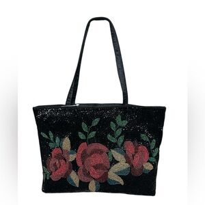 Black multi colored sequins beads tote/purse/bag brand new